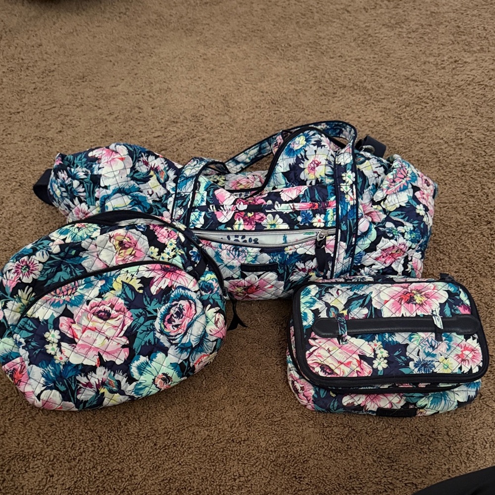 Vera Bradley Blue Floral Travel Bag Set